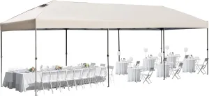Roomfitters 10x30 Pop Up Canopy Tent with Sidewalls and Wheeled Bag, Heavy Duty Outdoor Party Shelter for Patio or Backyard, Khaki