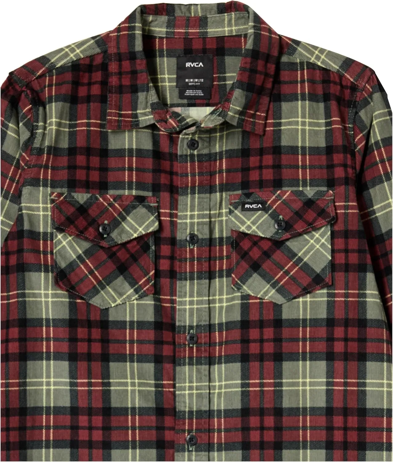 RVCA Boys' Fall Long Sleeve Button Up Collar Woven