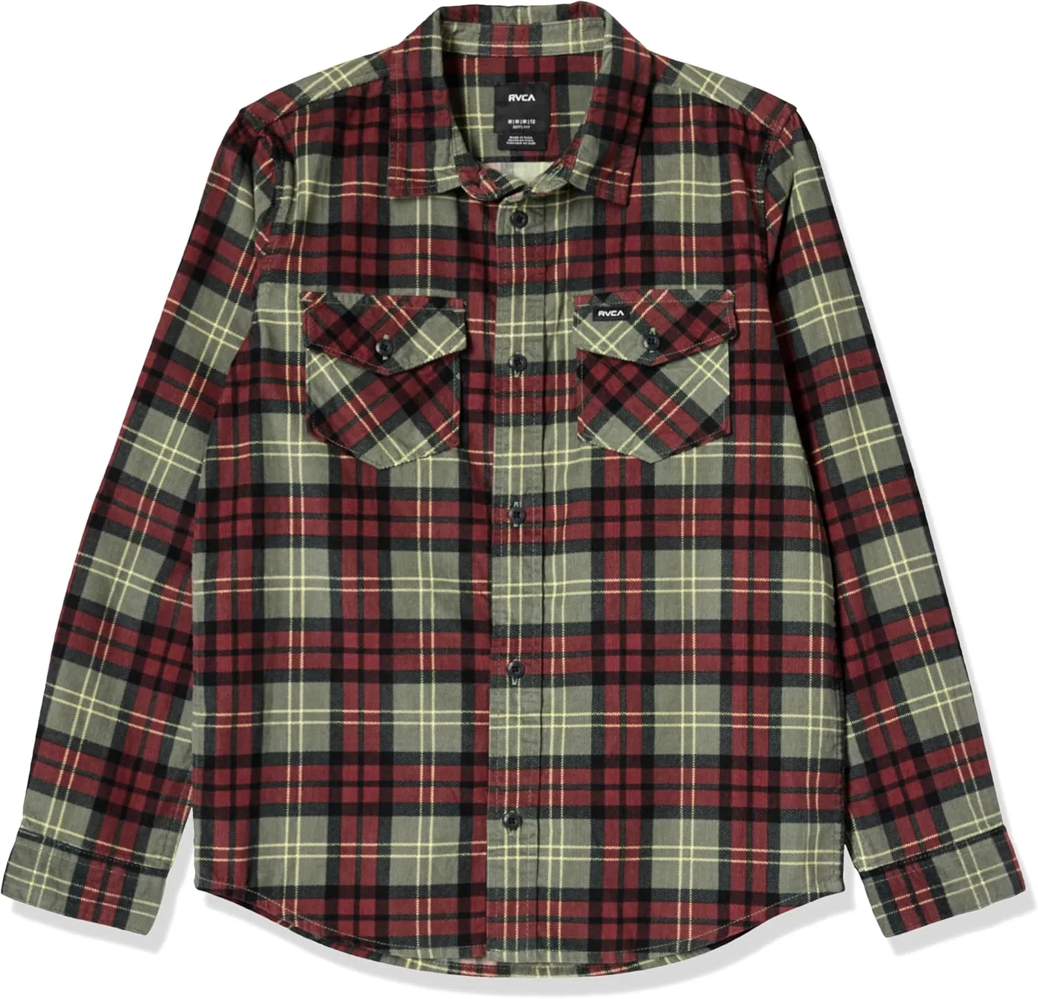 RVCA Boys' Fall Long Sleeve Button Up Collar Woven