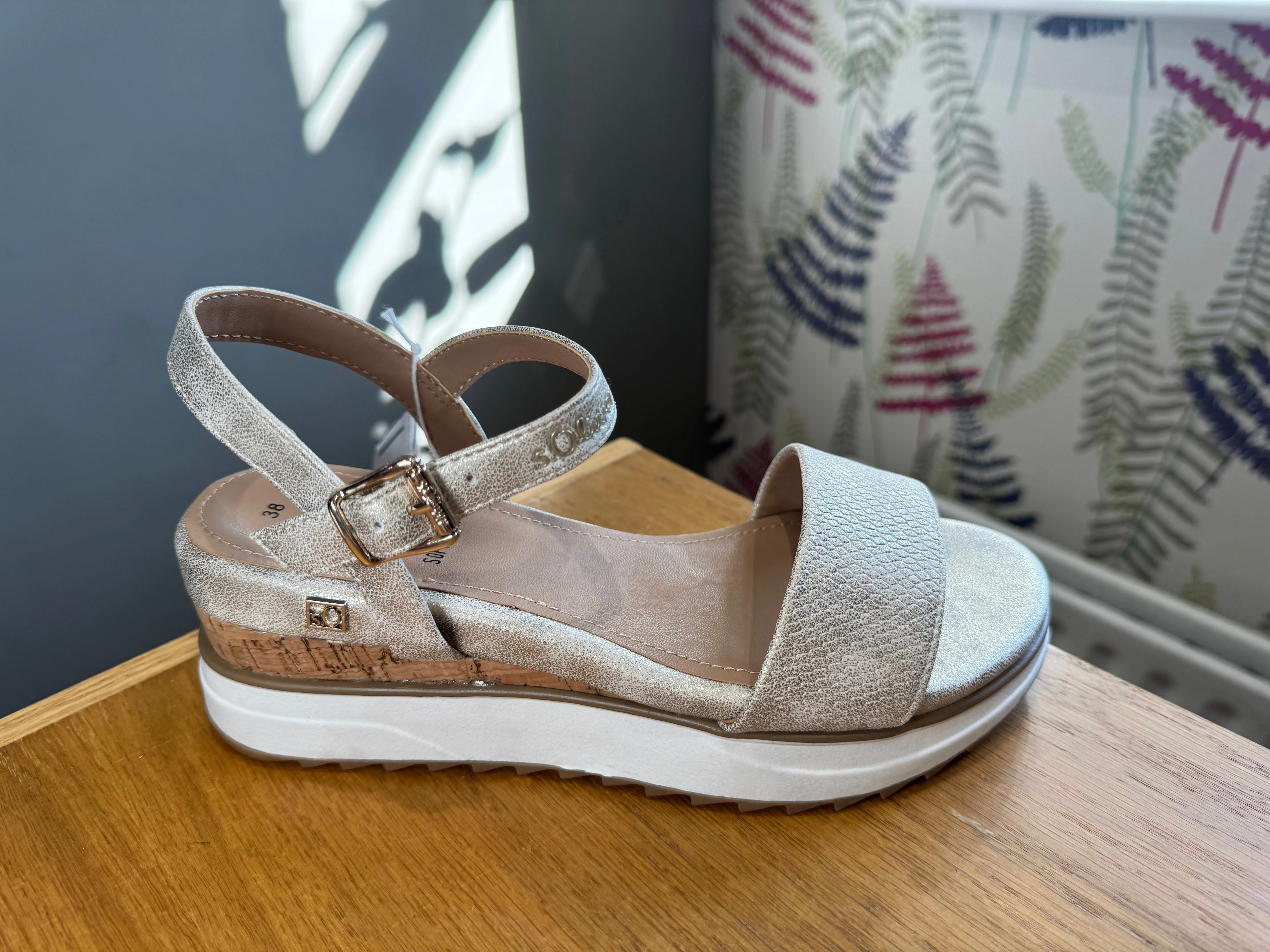 S. Oliver Champagne Wedge Sandal