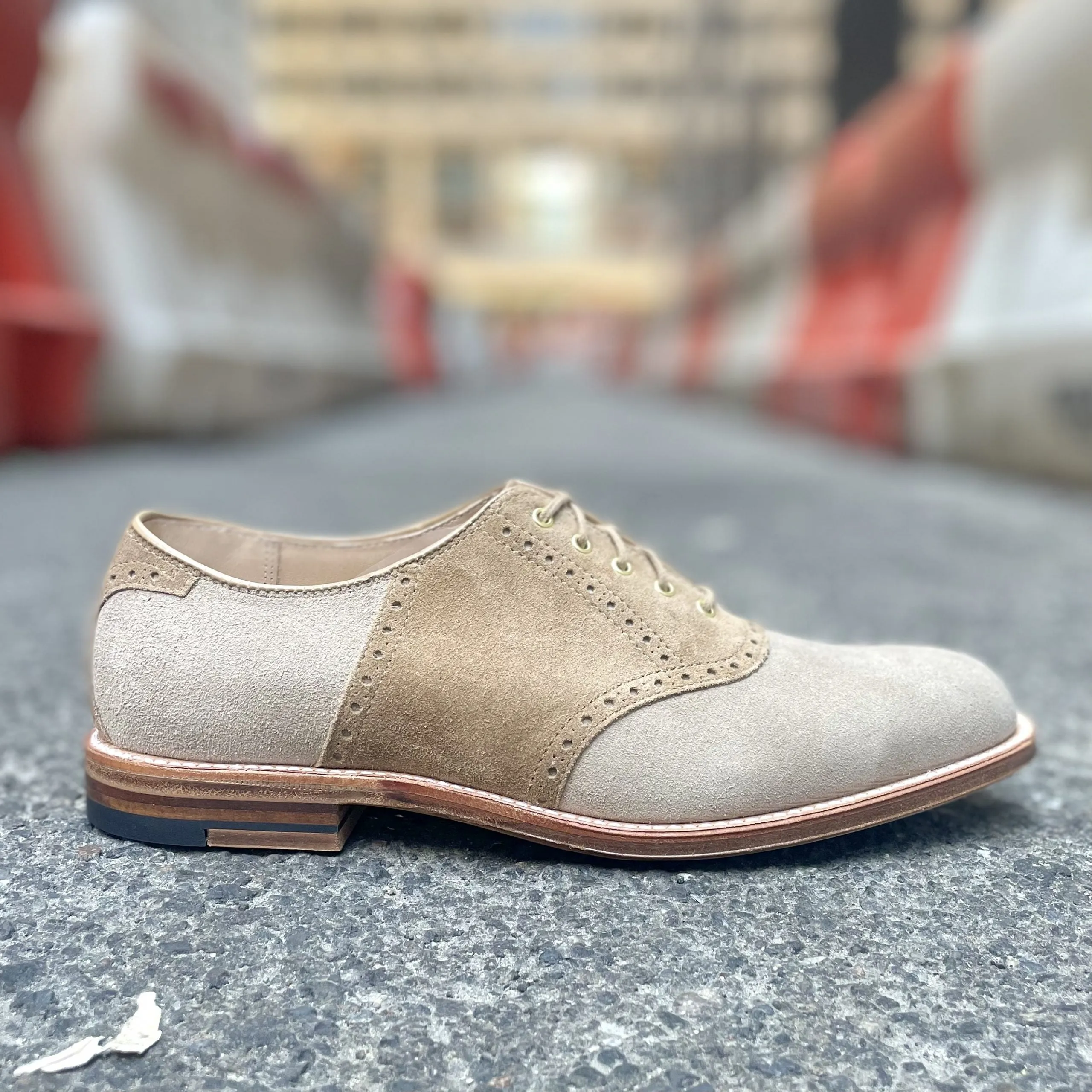 Saddle Oxford in Milkshake & Tan Suede