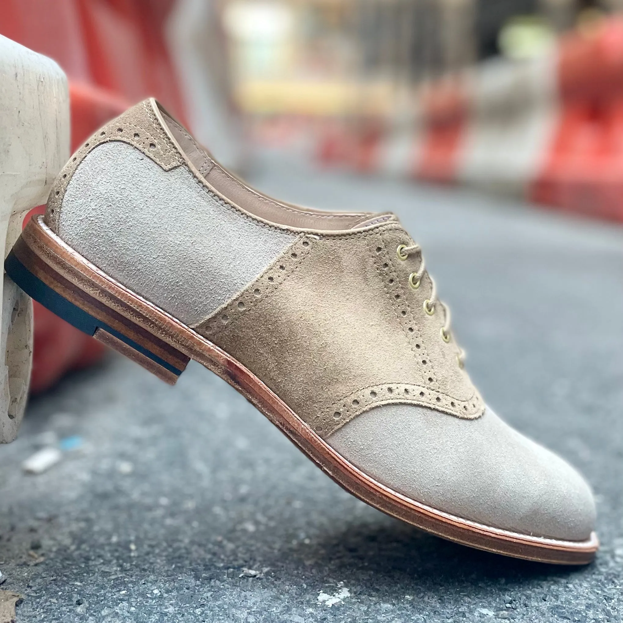 Saddle Oxford in Milkshake & Tan Suede