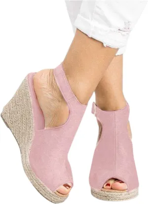 Sandalias para Mujer, Sandals for Women Suede Peep Toe Ankle Booties Cut Out Stacked Heel Ankle Boots