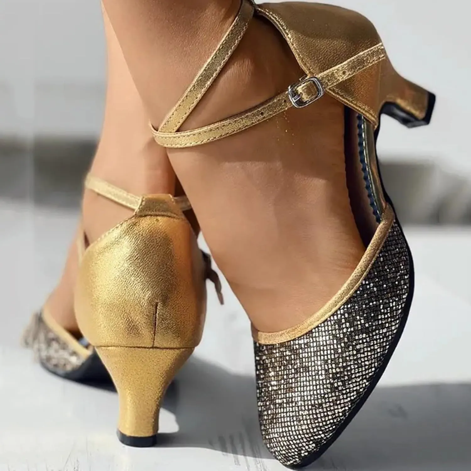Sandals Women Latin Dance Shoes Heeled Ballroom Tango Party Heels Performance Practice Dance Shoes Latin Dance Sandals