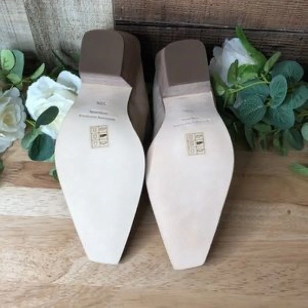 Sigerson Morrison Fallon Leather Mule Sandals Tan 38.5 Medium