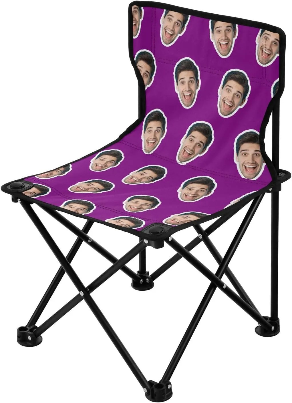 Sinestour Purple Custom Folding Camping Chair Personalized Photo Face Outdoor Chair with Carry Bag for Travel Barbeques Picnic
