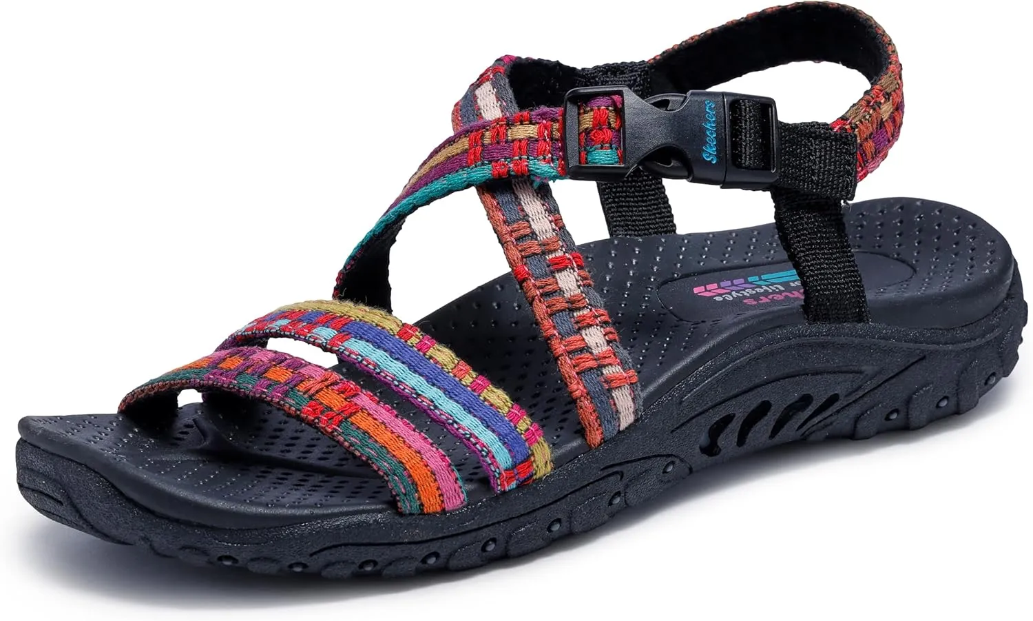 Skechers Women's Reggae-Sew Me-Boho Woven Strappy Slingback Sandal