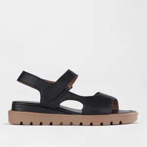 Slingback Wedge Sandal in Black - 12614