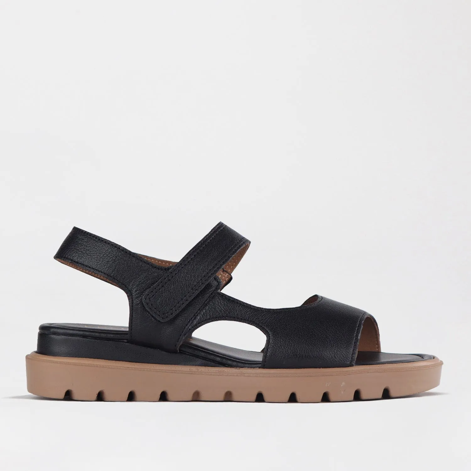 Slingback Wedge Sandal in Black - 12614