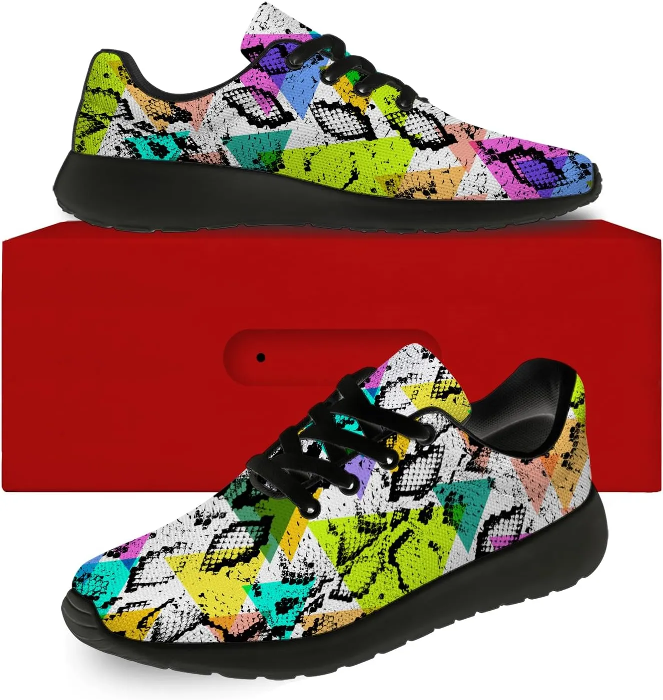 Snake Skin Print Shoes for Men Women Lightweight Comfort Running Tennis Walking Sneakers Gifts for Dad Mom