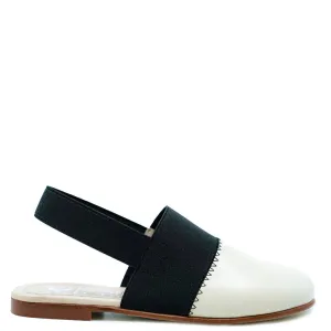 Spain Co Black and Cream Elastic Mule
