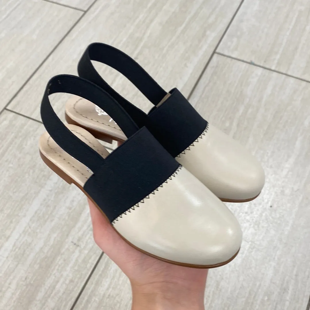 Spain Co Black and Cream Elastic Mule