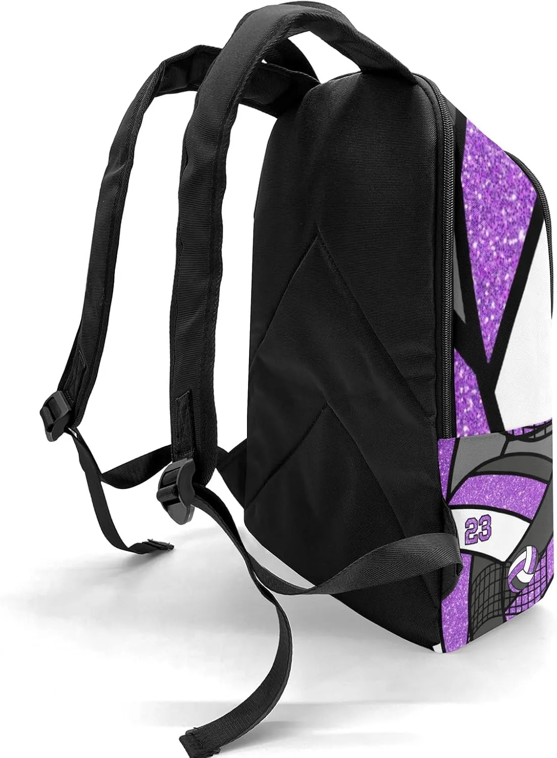 Sport Volleyball Glitter Purple Personalized Backpack for Teen Custom Travel Backpack for Boys Girs Bookbag Casual Bag Name Gift, Design 14, EU5566SS