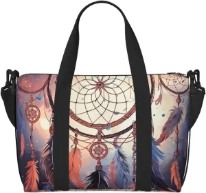 Sports Gym Bag for Women Men Travel Duffel Bag Tote Native American Dream Catcher Weekender Bag Canvas Carry on Overnight Bag for Travel Swimming Fitness Workout Sports Duffle Bag