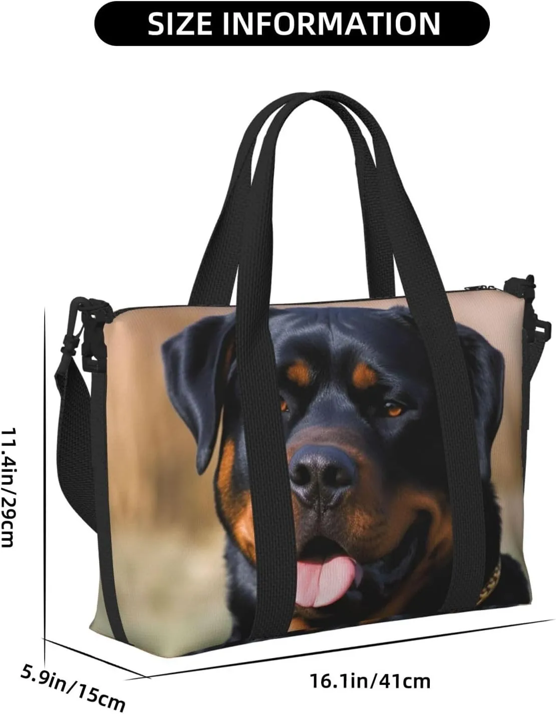 Sports Gym Bag for Women Men Travel Duffel Bag Tote Rottweiler dog Weekender Bag Canvas Carry on Overnight Bag for Travel Swimming Fitness Workout Sports Duffle Bag