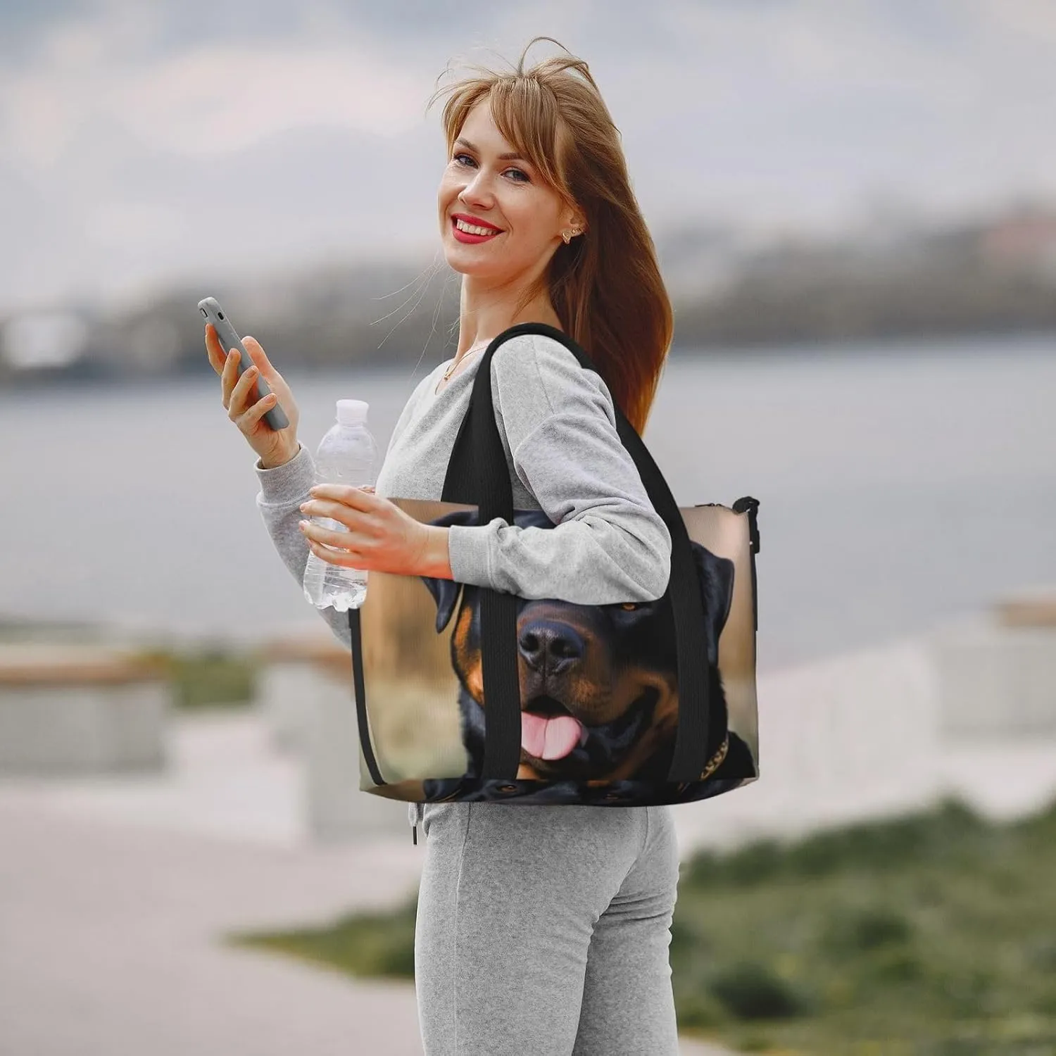 Sports Gym Bag for Women Men Travel Duffel Bag Tote Rottweiler dog Weekender Bag Canvas Carry on Overnight Bag for Travel Swimming Fitness Workout Sports Duffle Bag