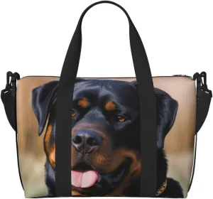 Sports Gym Bag for Women Men Travel Duffel Bag Tote Rottweiler dog Weekender Bag Canvas Carry on Overnight Bag for Travel Swimming Fitness Workout Sports Duffle Bag