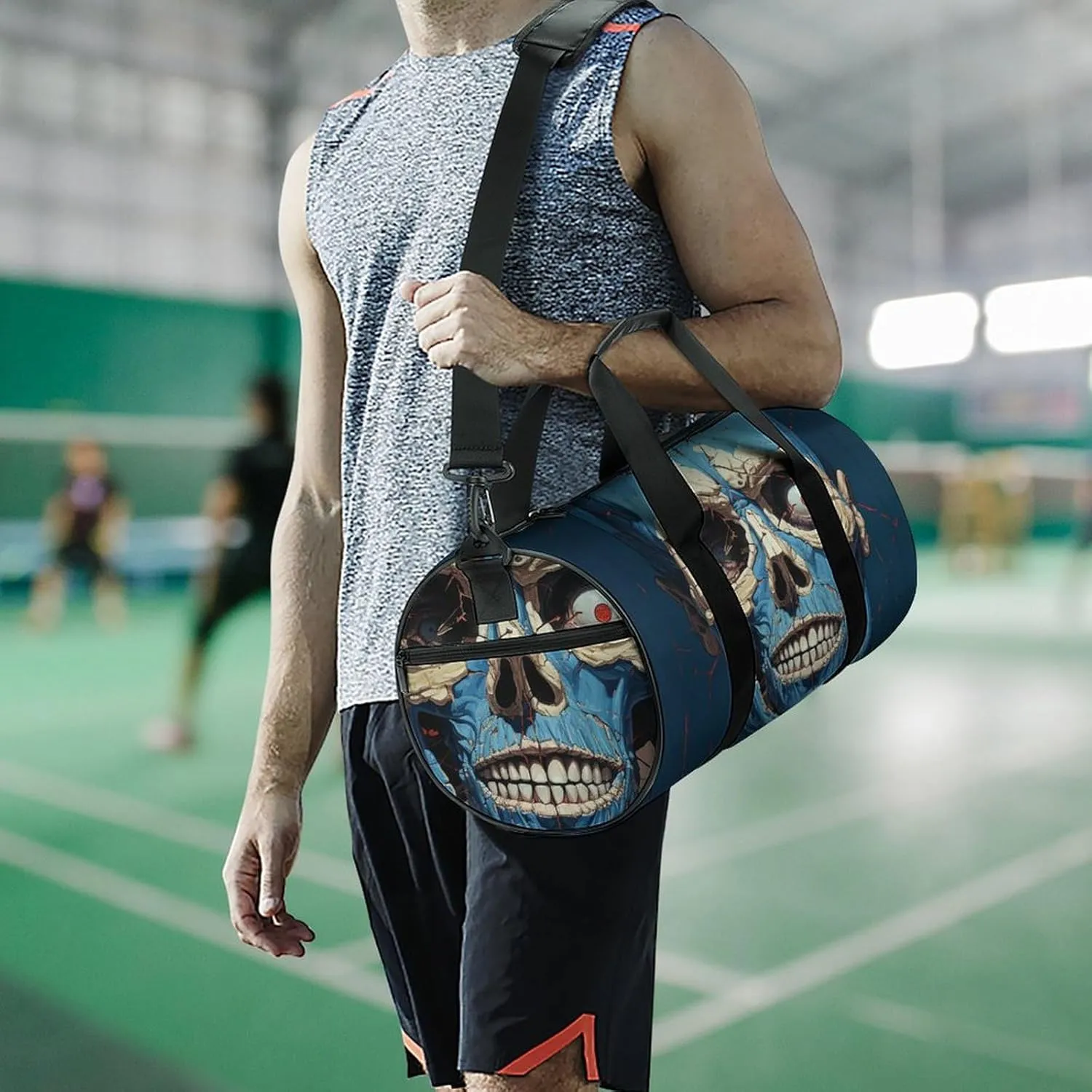 Sports Gym Bag for Women Men Travel Duffel Bag Tote Weekender Bag Skeleton in Front of Me Carry on Overnight Bag for Travel Swimming Fitness Workout Sports Duffle Bag