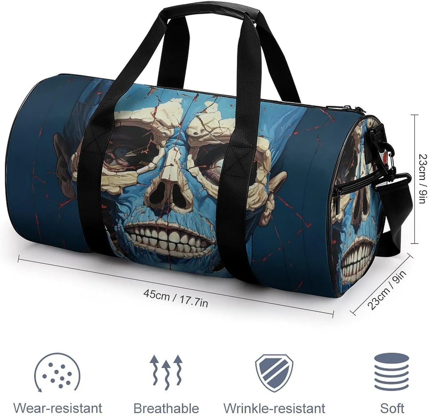 Sports Gym Bag for Women Men Travel Duffel Bag Tote Weekender Bag Skeleton in Front of Me Carry on Overnight Bag for Travel Swimming Fitness Workout Sports Duffle Bag