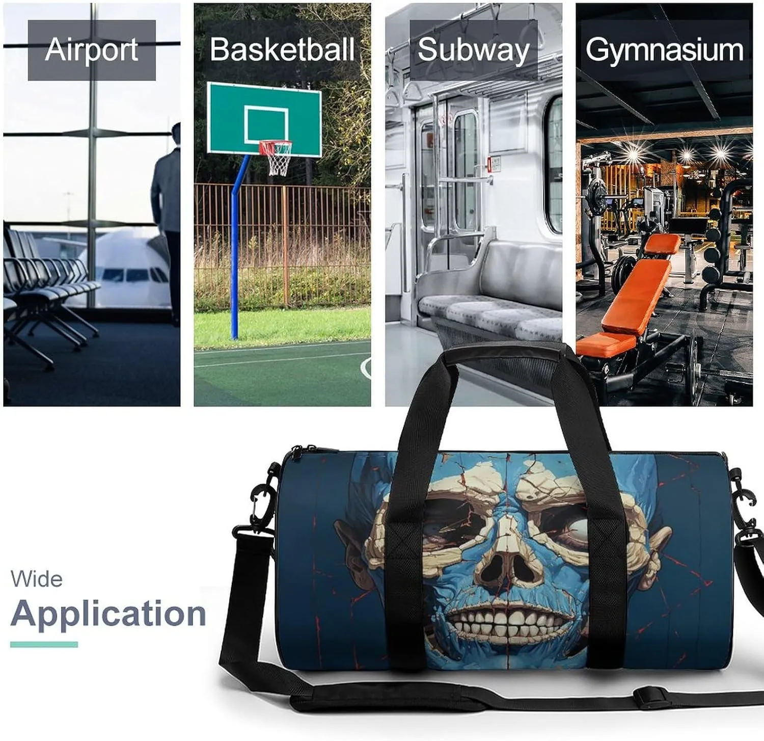 Sports Gym Bag for Women Men Travel Duffel Bag Tote Weekender Bag Skeleton in Front of Me Carry on Overnight Bag for Travel Swimming Fitness Workout Sports Duffle Bag
