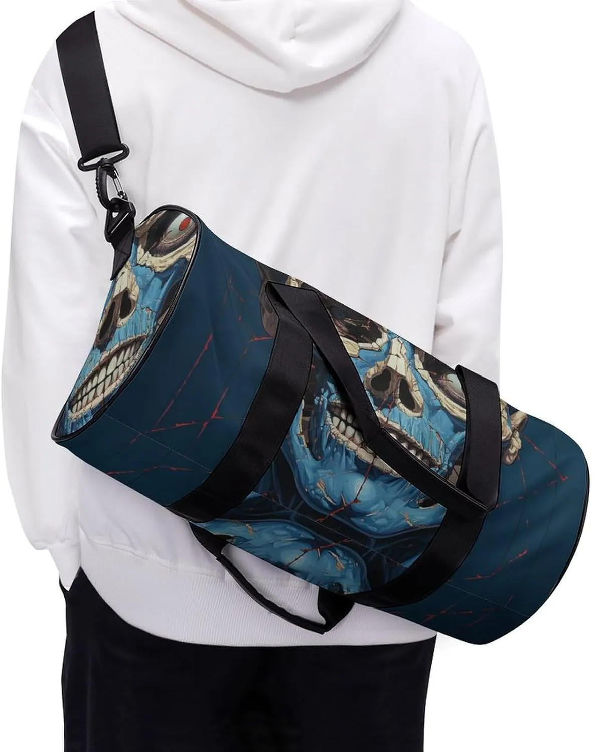 Sports Gym Bag for Women Men Travel Duffel Bag Tote Weekender Bag Skeleton in Front of Me Carry on Overnight Bag for Travel Swimming Fitness Workout Sports Duffle Bag