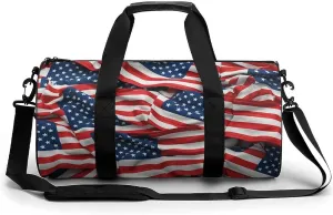 Sports Gym Bag for Women Men Travel Duffel Bag Tote Weekender Bag Usa Flag Carry on Overnight Bag for Travel Swimming Fitness Workout Sports Duffle Bag