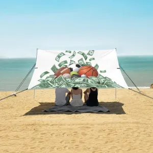 Sports Theme Lot of Dollars Beach Camping Tent Sun Shelter for Whole Family, Beach Shade Canopy with UPF50  UV Protection,Easy Set Up and Carry,Outdoor Shade for Trips, Fishing, Backyard Fun P