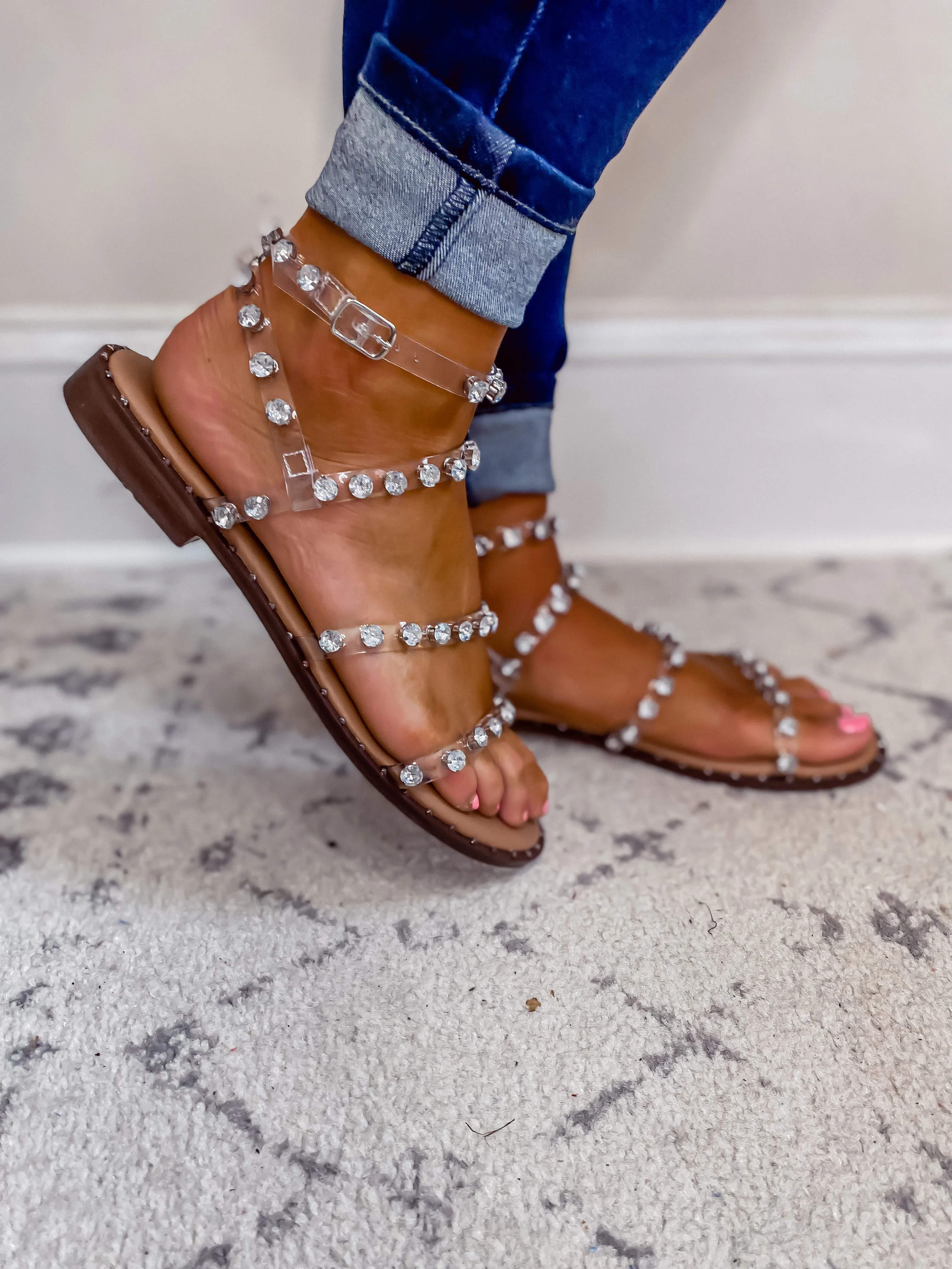 Steve Madden Clear Travel Rhinestone Sandal
