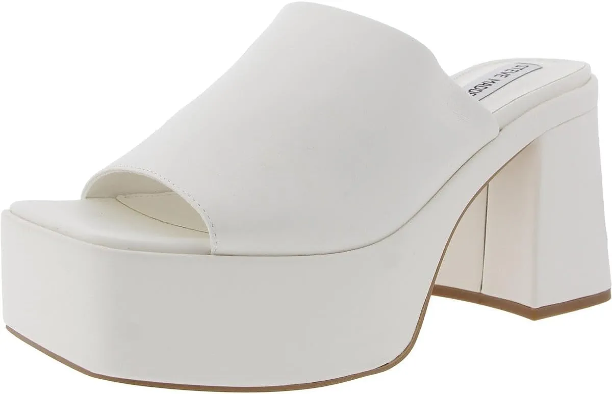 Steve Madden Womens Capria Embossed Leather Mule Sandals