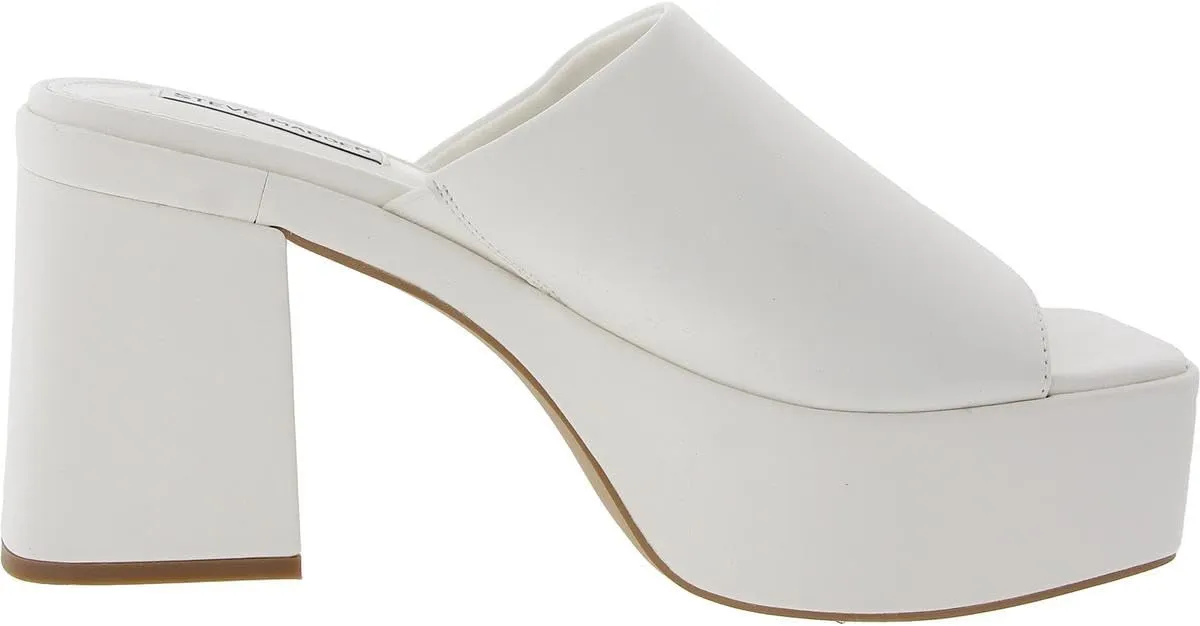 Steve Madden Womens Capria Embossed Leather Mule Sandals