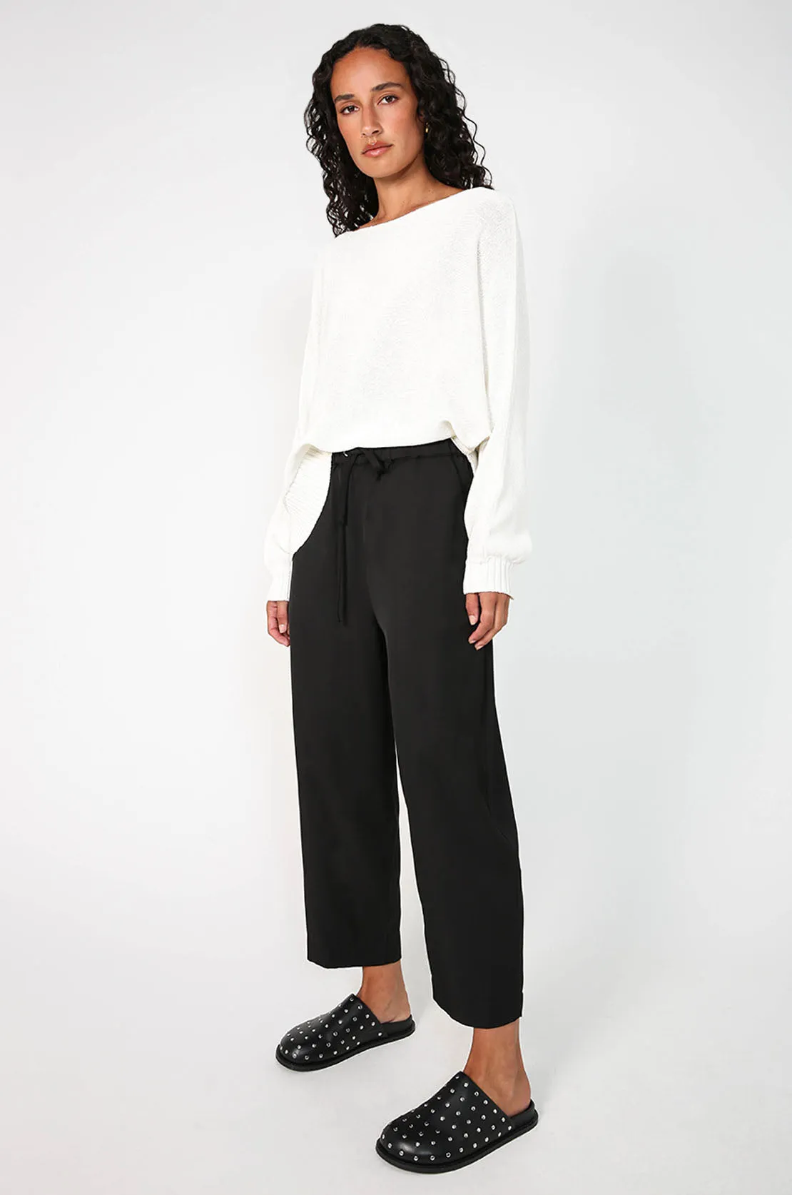 stud loafer mule / black