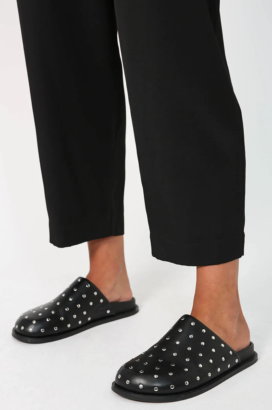 stud loafer mule / black