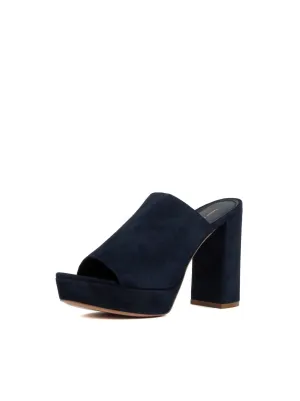 Suede High Heel Peep Toe 110mm Mule - Navy