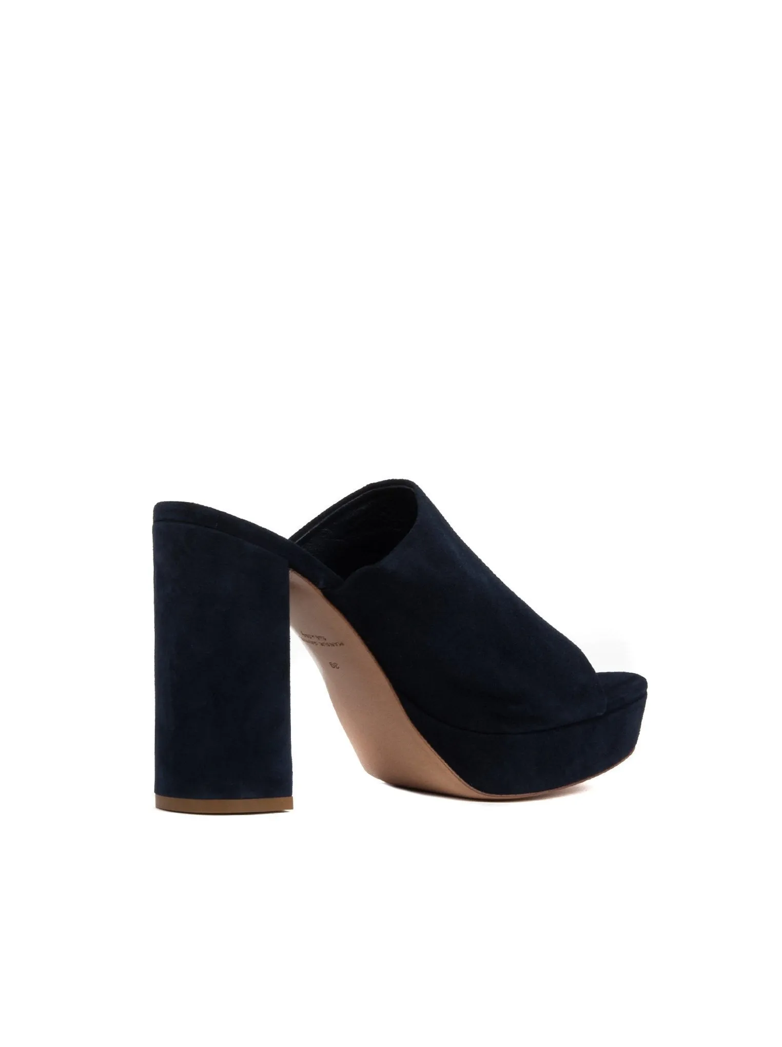 Suede High Heel Peep Toe 110mm Mule - Navy
