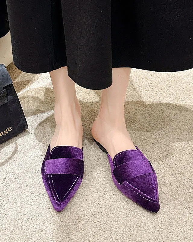 Suede Pointed-toe Mule Slippers