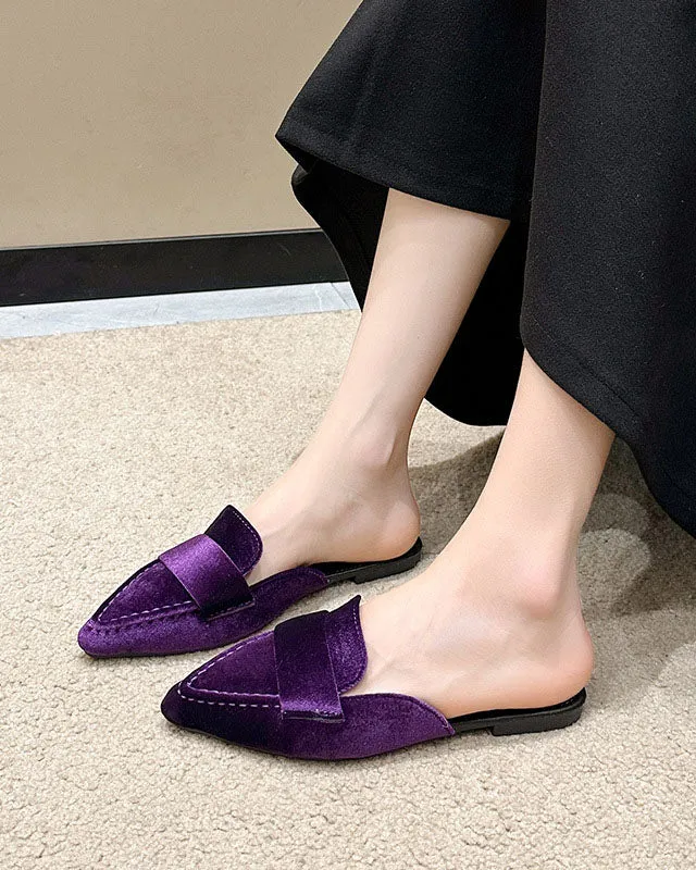 Suede Pointed-toe Mule Slippers