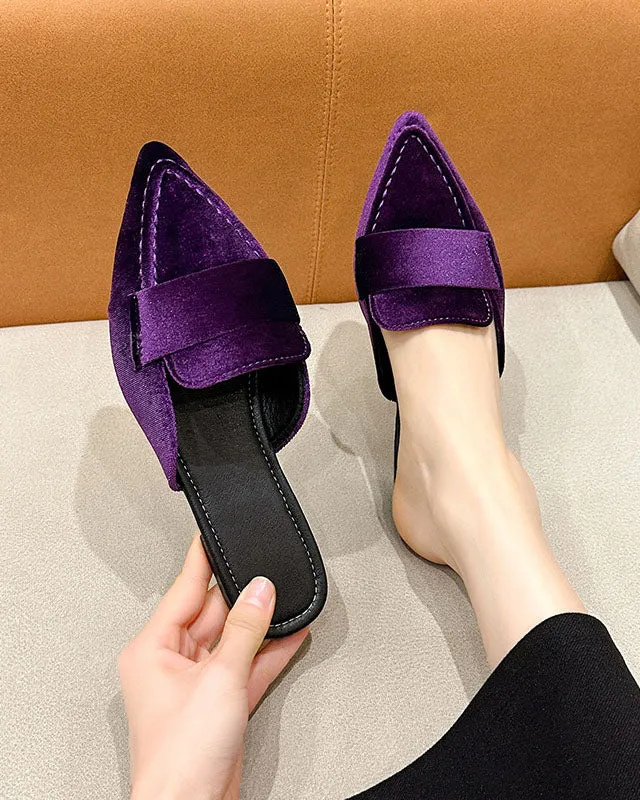Suede Pointed-toe Mule Slippers