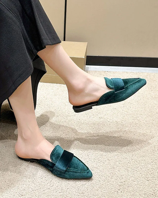 Suede Pointed-toe Mule Slippers