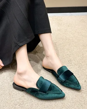 Suede Pointed-toe Mule Slippers