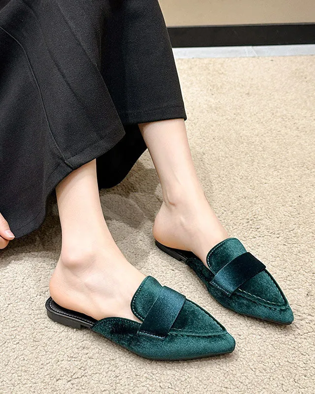 Suede Pointed-toe Mule Slippers