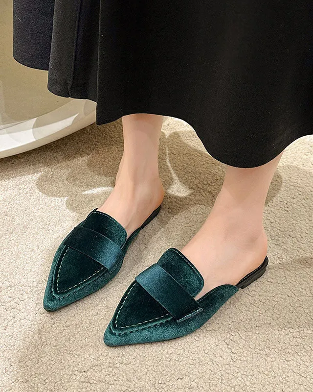 Suede Pointed-toe Mule Slippers
