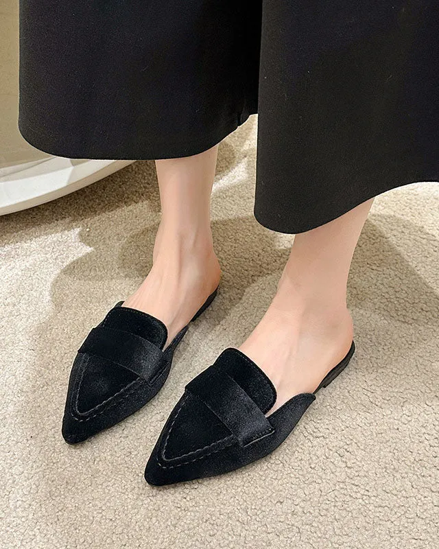 Suede Pointed-toe Mule Slippers
