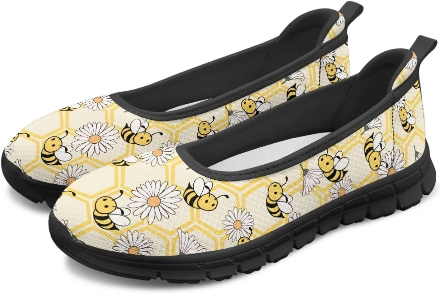 SYtrade Women's Slip On Loafers Walking Travel Shoes Black Sole
