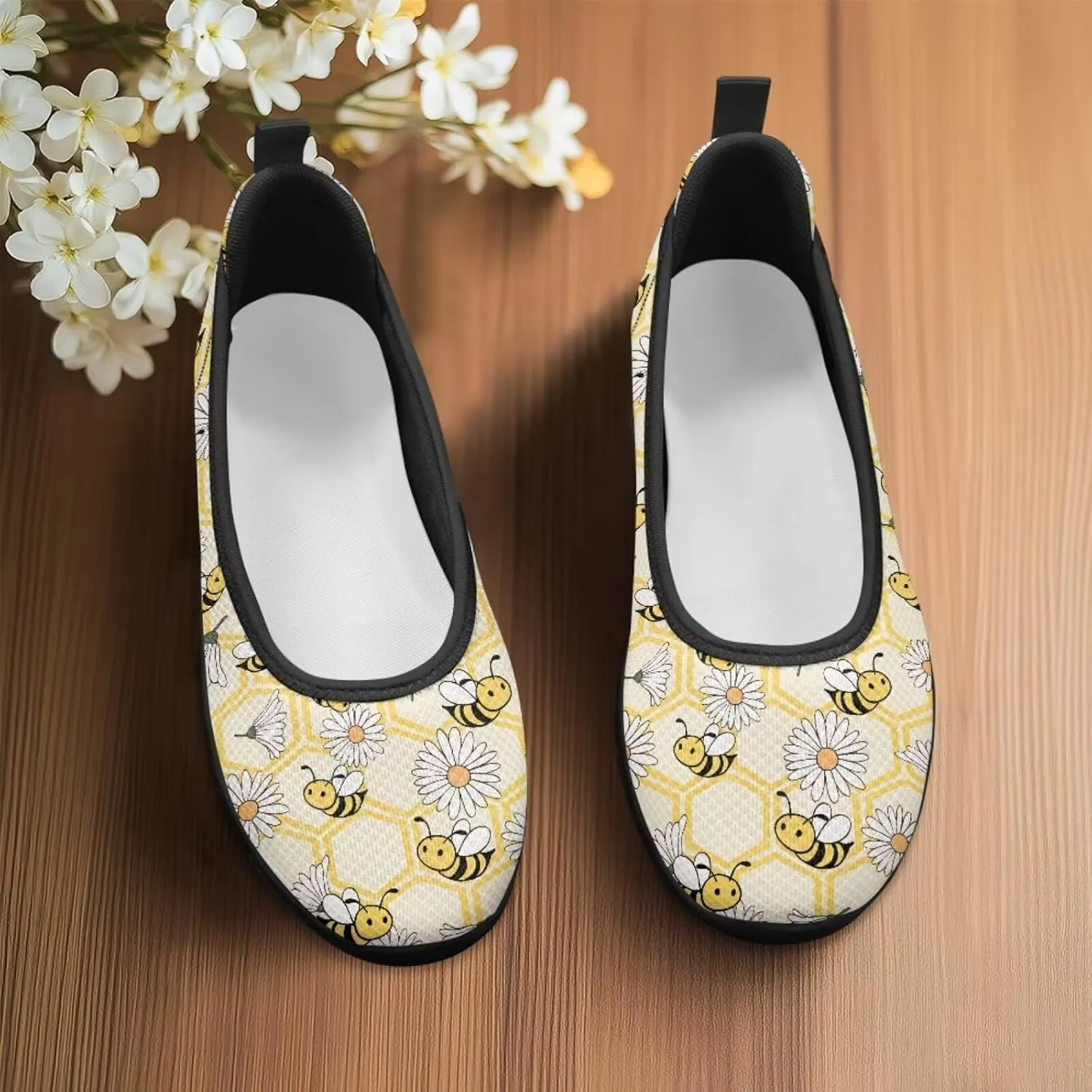 SYtrade Women's Slip On Loafers Walking Travel Shoes Black Sole