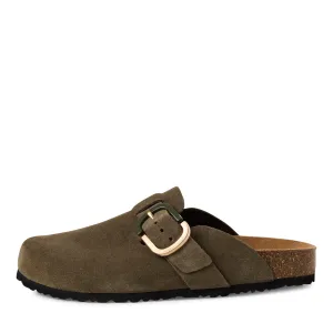 TAMARIS - 27600-722 FLAT TOE-IN MULE - OLIVE
