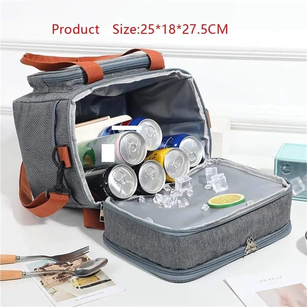 Tote Lunch Bag Portable Lunch Bag Multifunctional Tote Lunch Bag Lunch Bag Easy to Clean Suitable for Work Student Outdoor and So On(Navy)