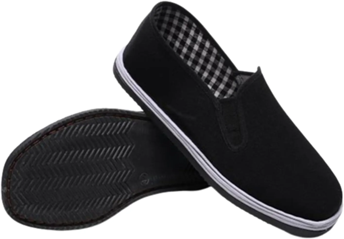 Traditional Kung Fu Tai Chi Shoe, Casual Chinese Traditional Slip-On Old Beijing Cloth Canvas Shoes for Mens, Breathable Black Rubber Sole, Adapting to Your Daily Activities Around House