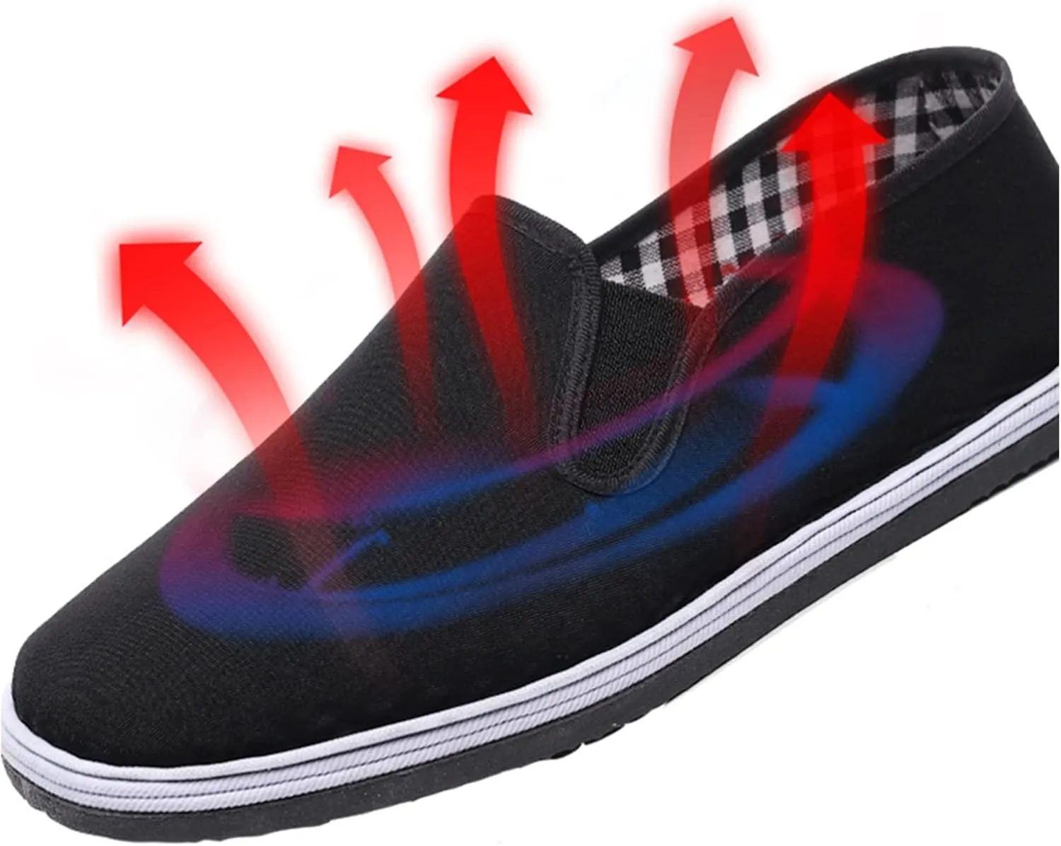 Traditional Kung Fu Tai Chi Shoe, Casual Chinese Traditional Slip-On Old Beijing Cloth Canvas Shoes for Mens, Breathable Black Rubber Sole, Adapting to Your Daily Activities Around House