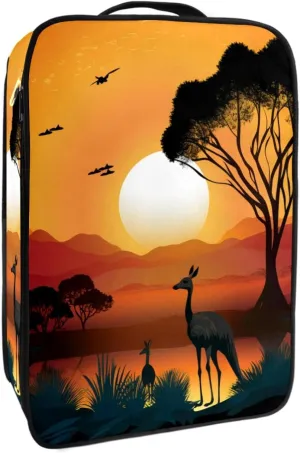 Travel Shoe Bag,Waterproof Portable Organizer Storage Shoe Pouch,Australia Sunset Kangaroo Ostrich