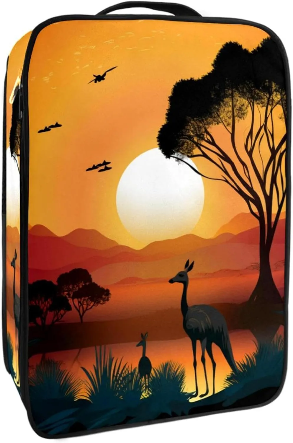 Travel Shoe Bag,Waterproof Portable Organizer Storage Shoe Pouch,Australia Sunset Kangaroo Ostrich